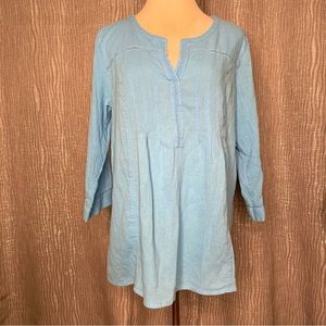J Jill split neck pintuck blouse
